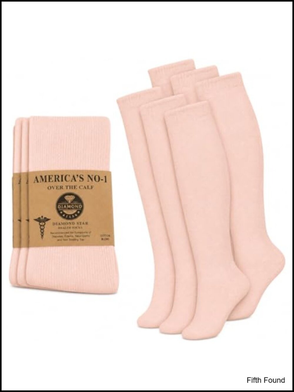 Diabetic Knee High Socks Cotton Non-Binding Over the Calf 6 Pairs